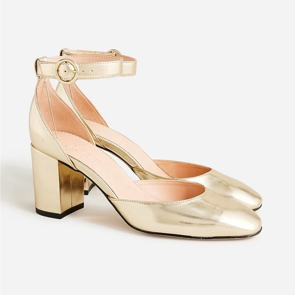 Jcrew Maisie ankle-strap heels in metallic
